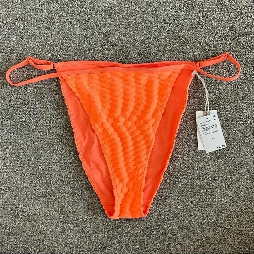 Good American Jacquard Perfect Fit Swim Bikini Bottom Orange Cream‎ Size 3X